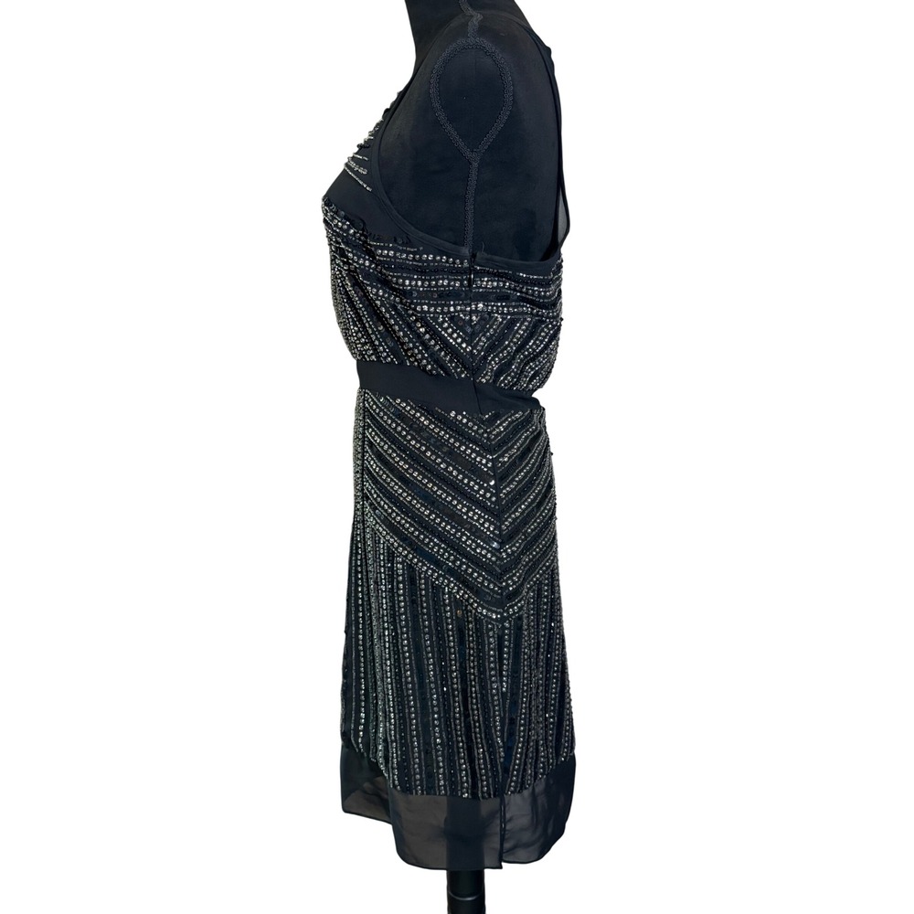 Parker Taha Silk Sequin Dress Halter Neck Sleeveless Party Cocktail Black - Picture 3 of 13